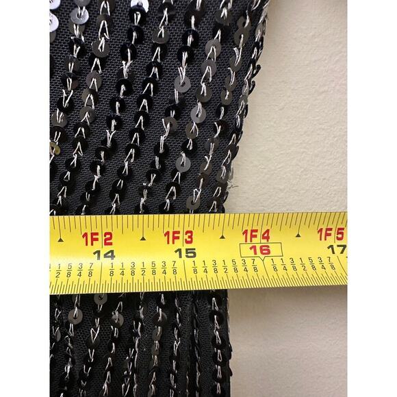 NWT Boohoo Size 14 Black Sequin Puff Sleeve Draped Mini Birthday Dress Party - Picture 14 of 16